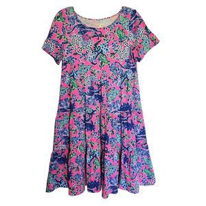 NWT Lilly Pulitzer Jodee Swing Dress Plumeria Pink Untamed Hearts Leopard XS